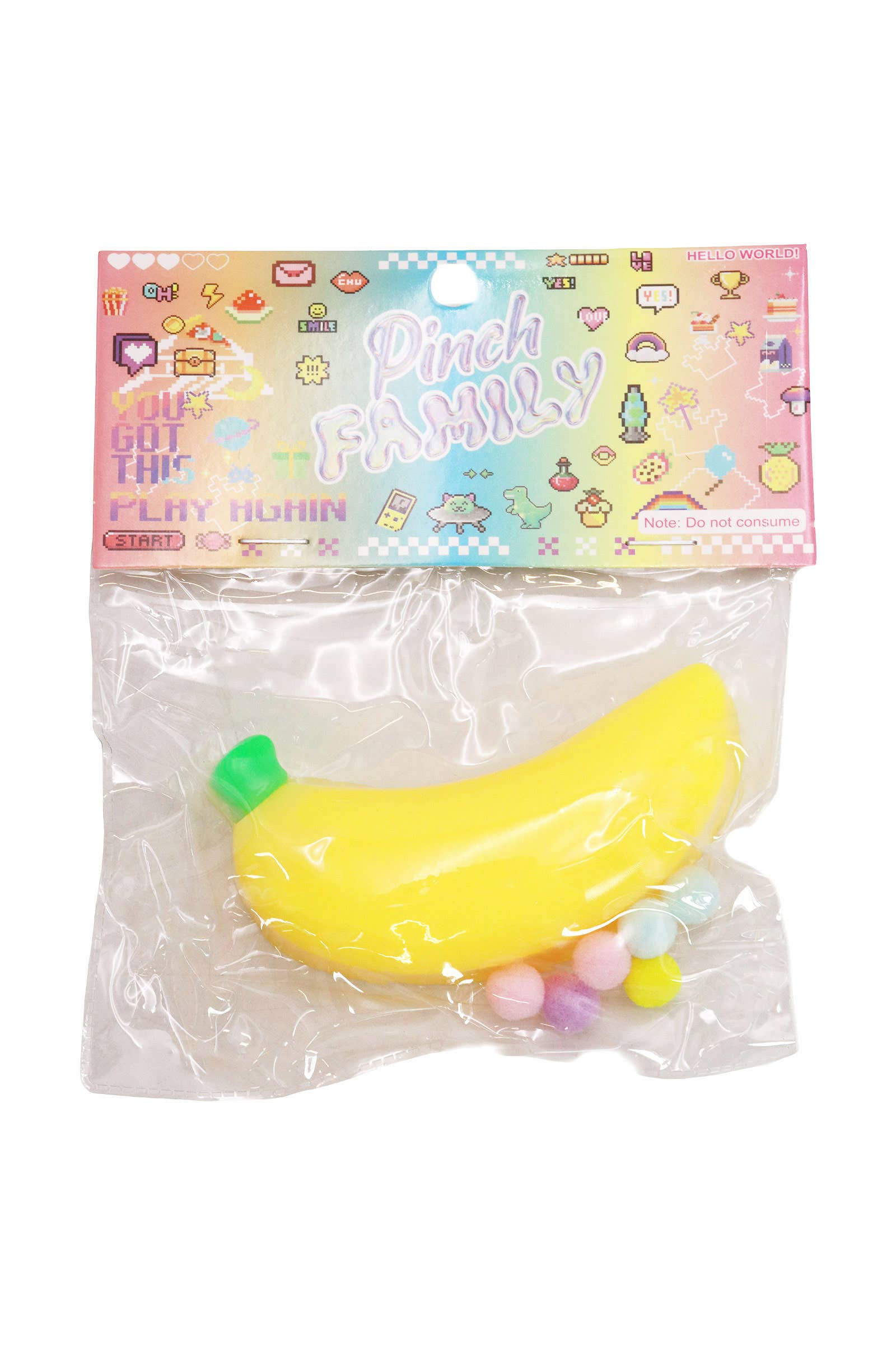 Fruit Sticky Mochi Glitter Pom Pom Squishy Bag - 12 Pcs