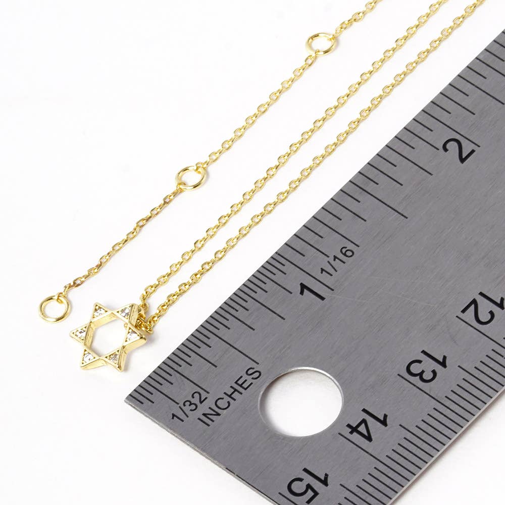 Gold Dipped Stone Pointed Star Of David Pendant Necklace