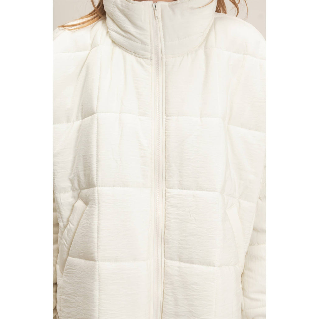 Quilted Mock Neck Zip-Up Puffer Jacket