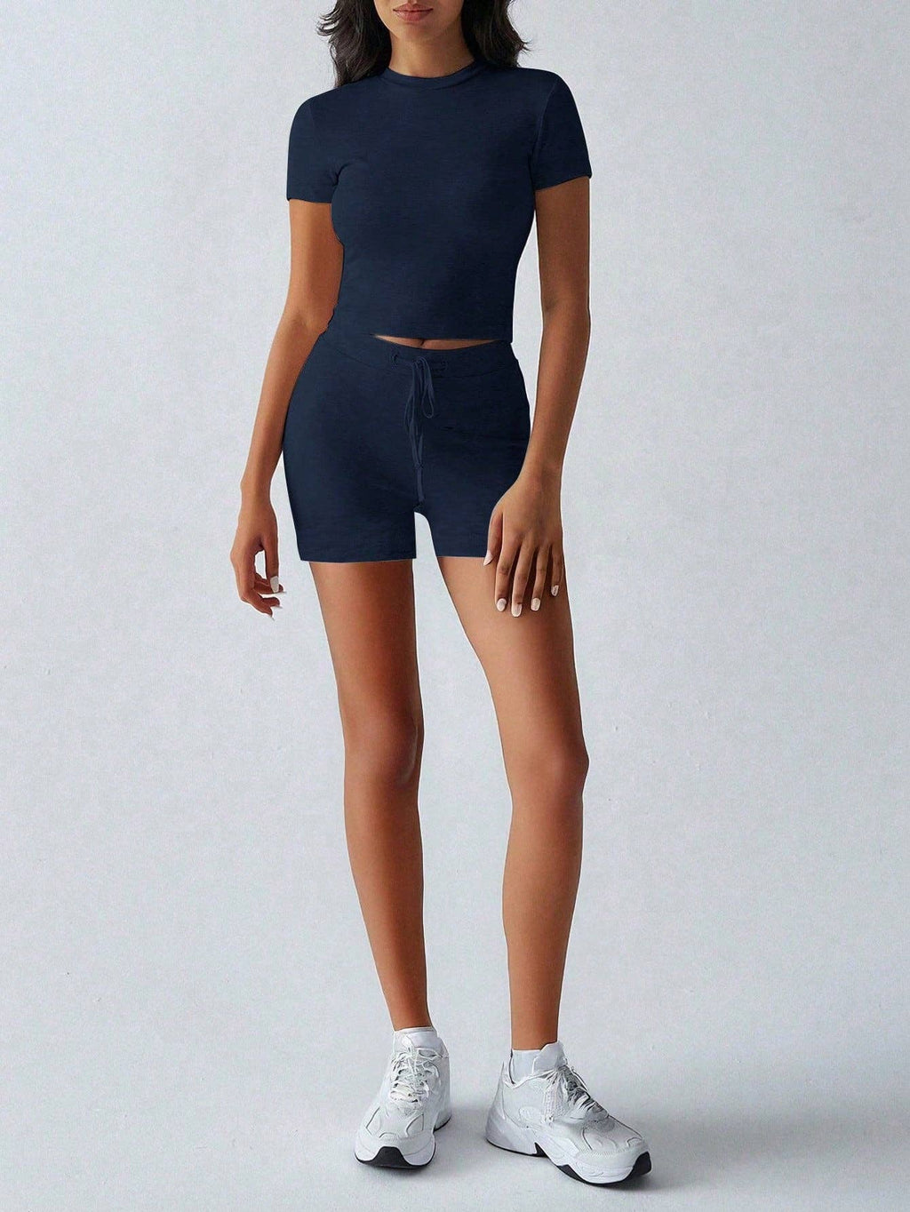 Pilates Crop Tee and Biker Shorts Athleisure Set