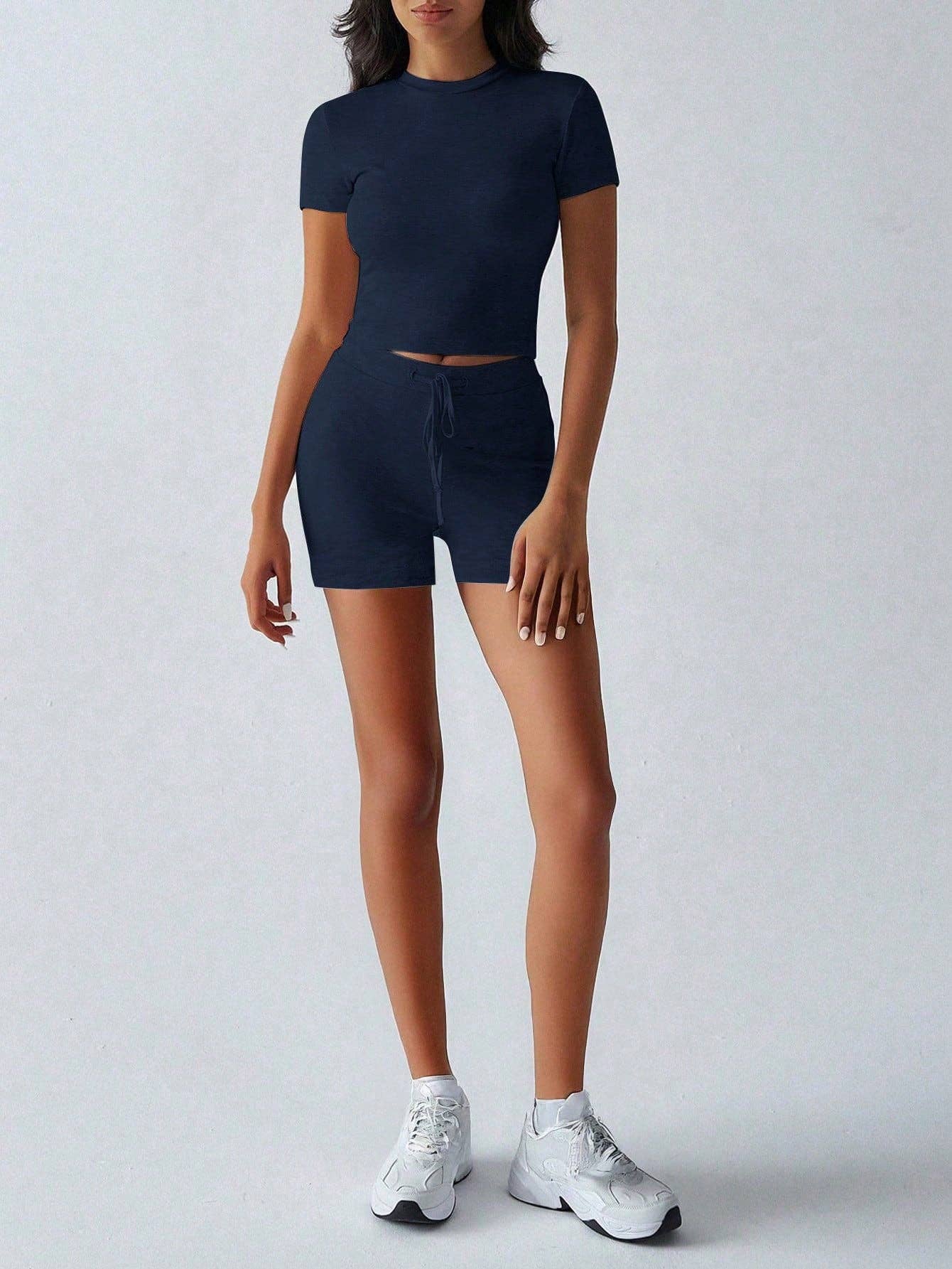 Pilates Crop Tee and Biker Shorts Athleisure Set