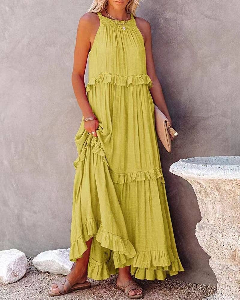 Temperament long floor skirt Cake skirt dress
