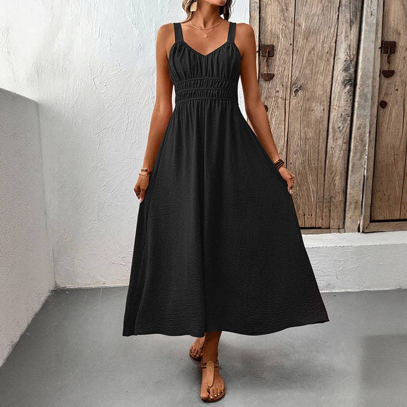 Women’s Smocked Strap Maxi Dress Sleeveless Summer