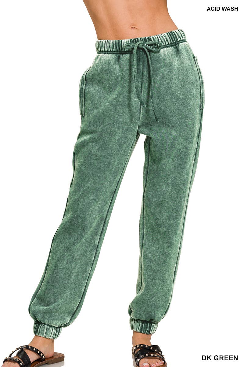`Washed Fleece Sweatpants with pockets - Zenana