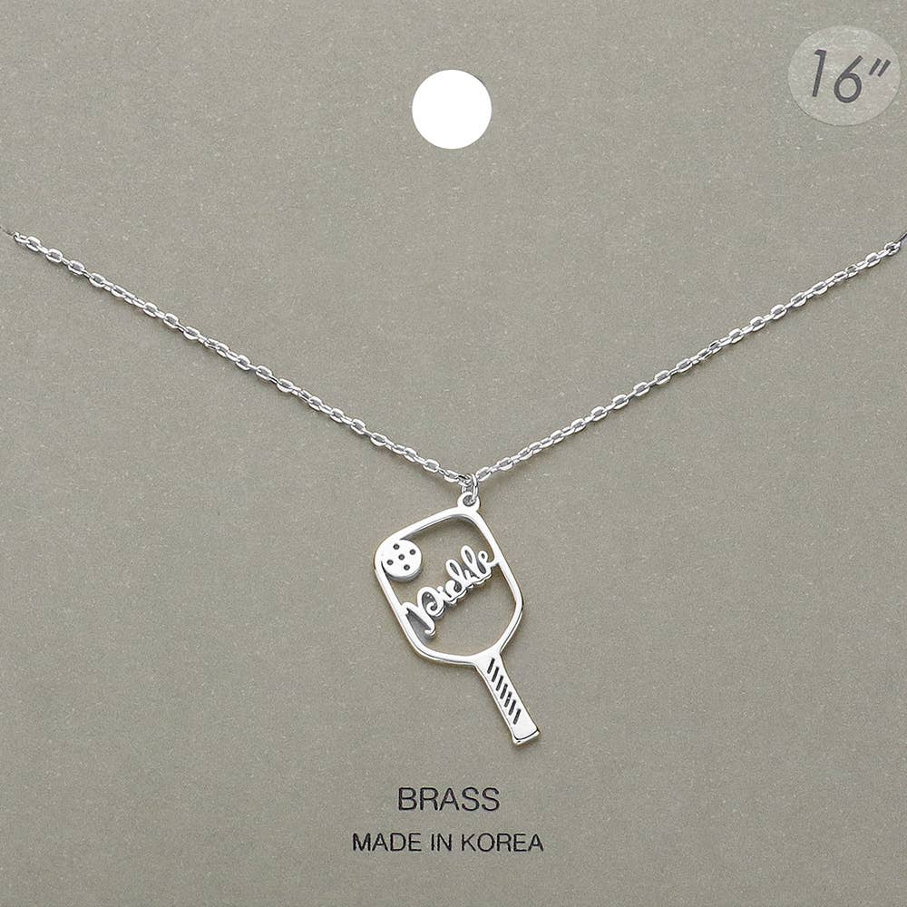 Brass Metal Pickleball Pendant Necklace