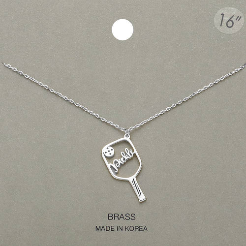 Brass Metal Pickleball Pendant Necklace