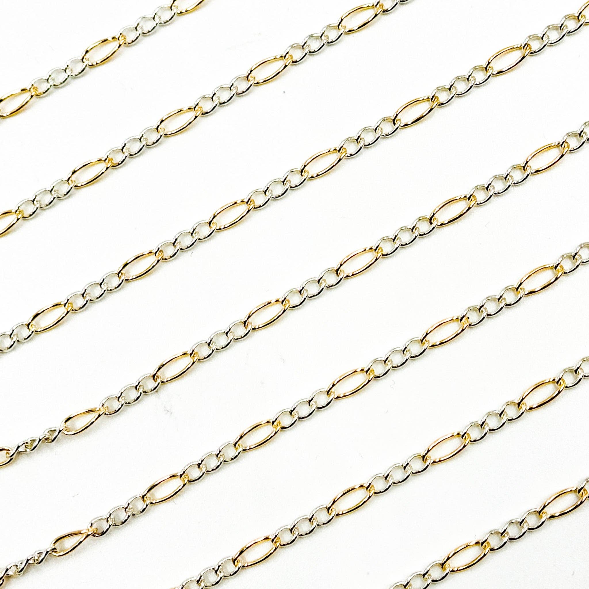 2431CTT. Gold Filled and Sterling Silver Figaro Style Chain