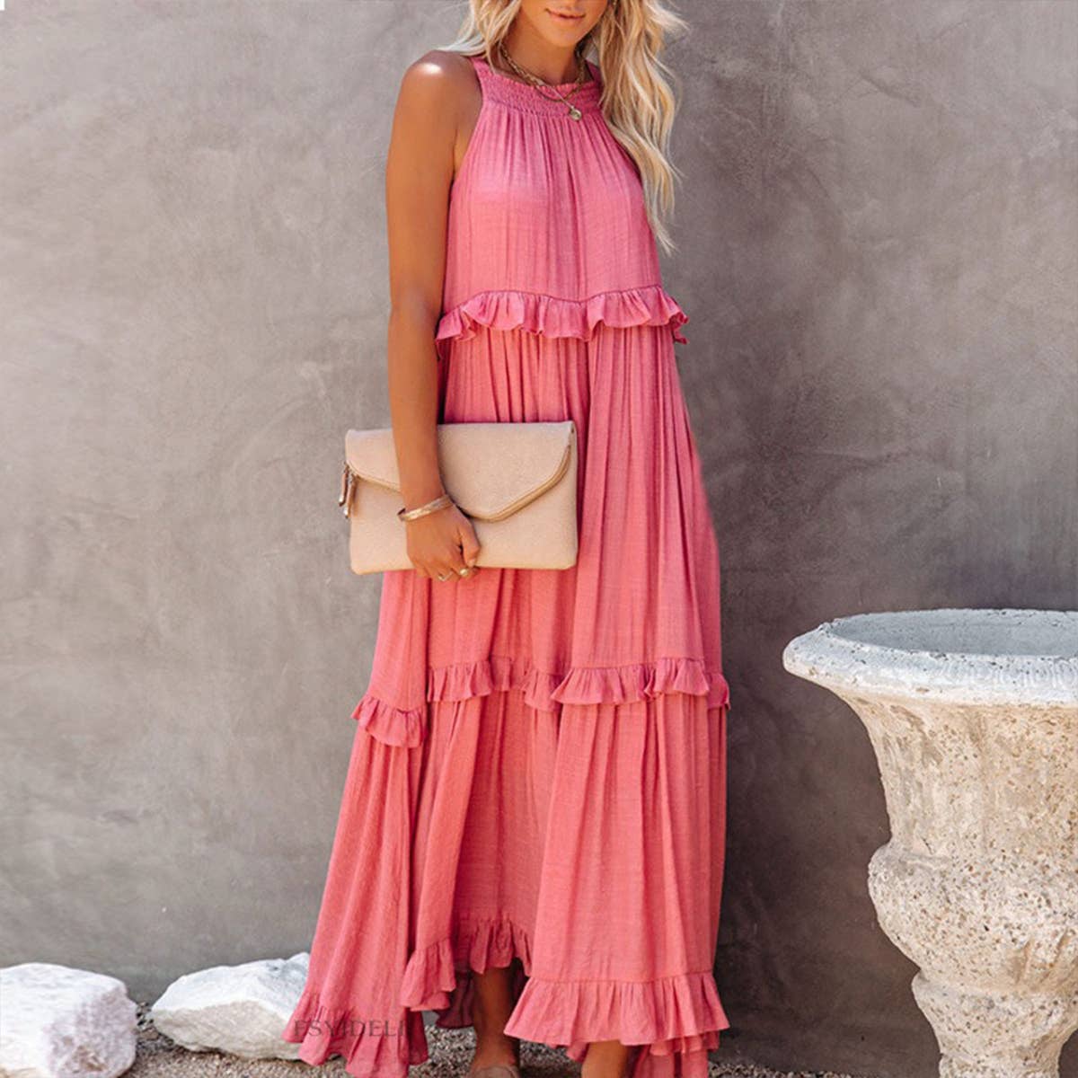 Temperament long floor skirt Cake skirt dress