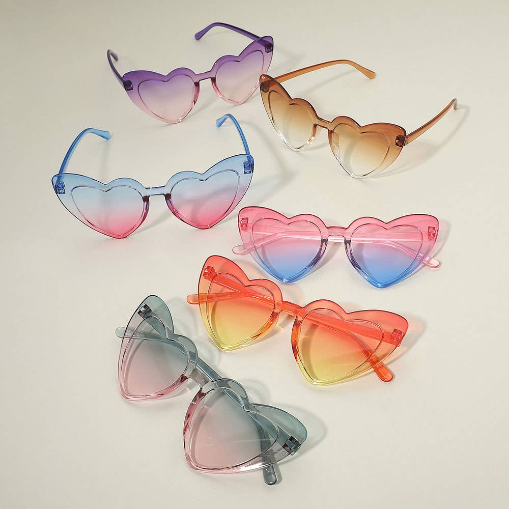 24PCS - Kids Heart Shape Gradient Round Sunglasses