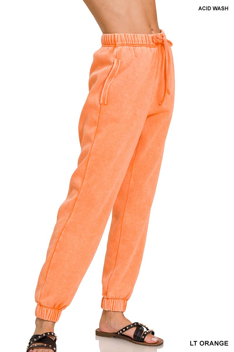 `Washed Fleece Sweatpants with pockets - Zenana