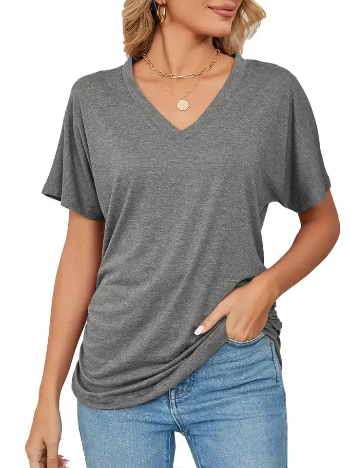 Custom V Neck T Shirt Women Soft Basic Tee Personalized Top