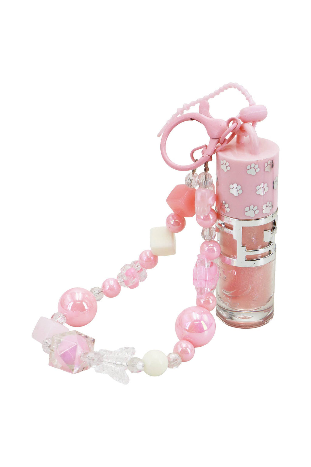 Shimmery Lip Gloss Chunky Beaded Lanyard Keychain - 12 Pcs