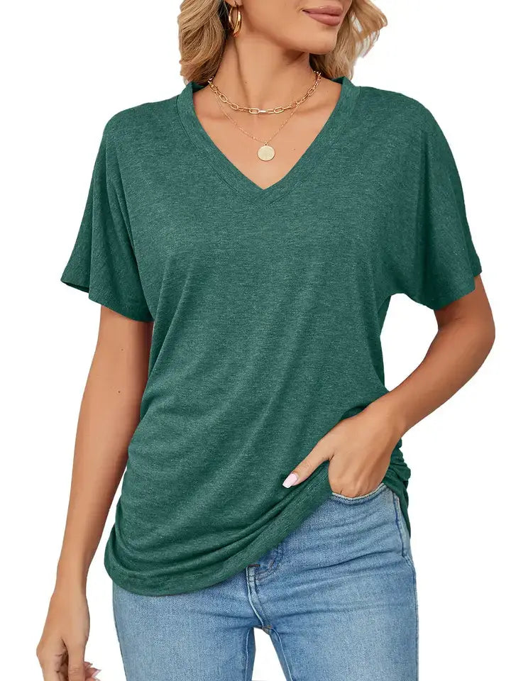 Custom V Neck T Shirt Women Soft Basic Tee Personalized Top