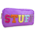 Preppy Nylon Chenille Letter Bag Travel Makeup Pouch - STUFF