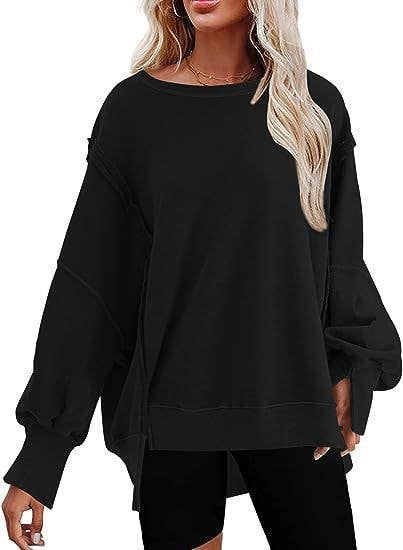 Solid-color round-neck casual loose sweatshirt