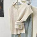 Solid Color Knit Short Sleeve T-Shirt