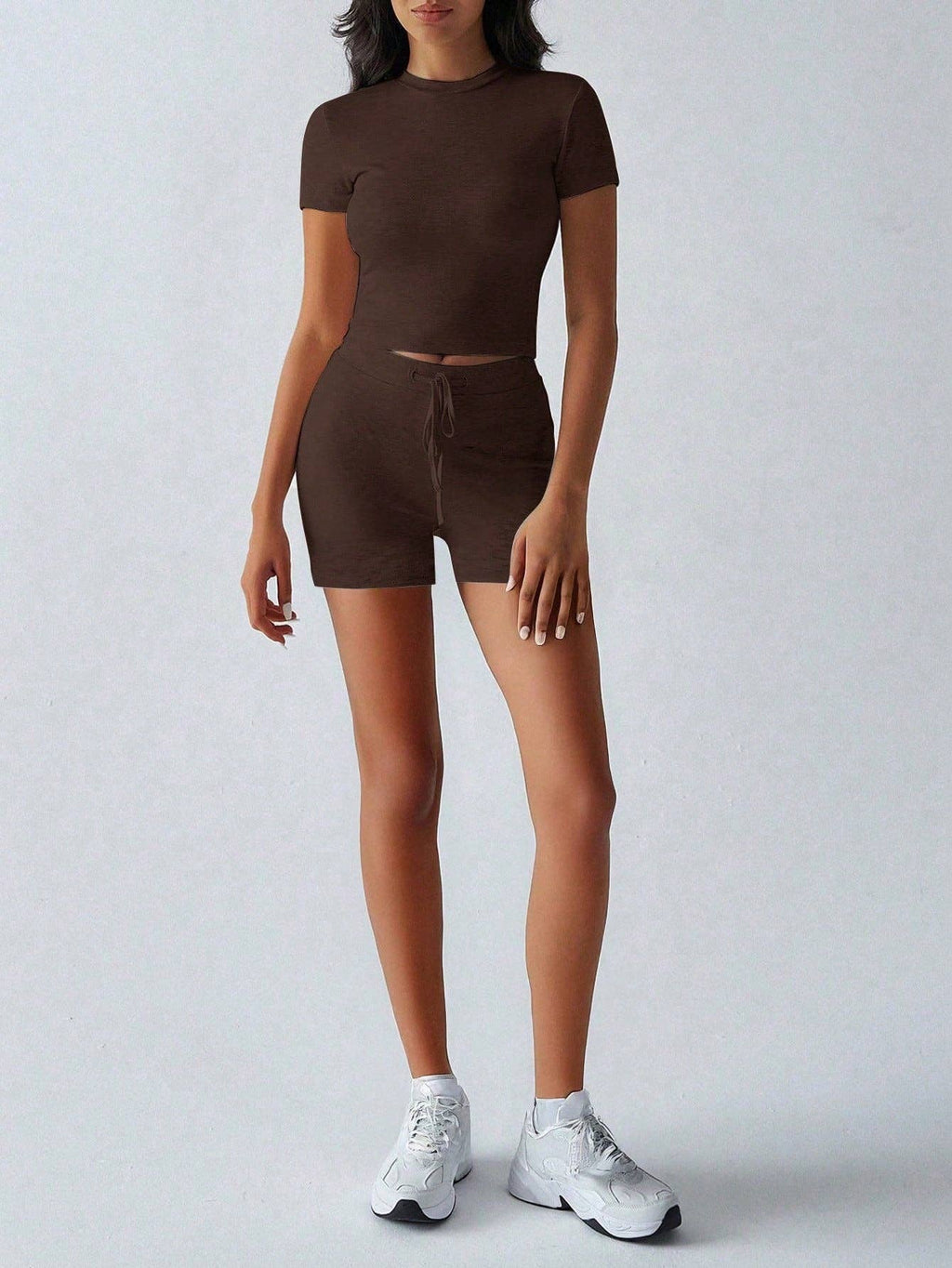 Pilates Crop Tee and Biker Shorts Athleisure Set