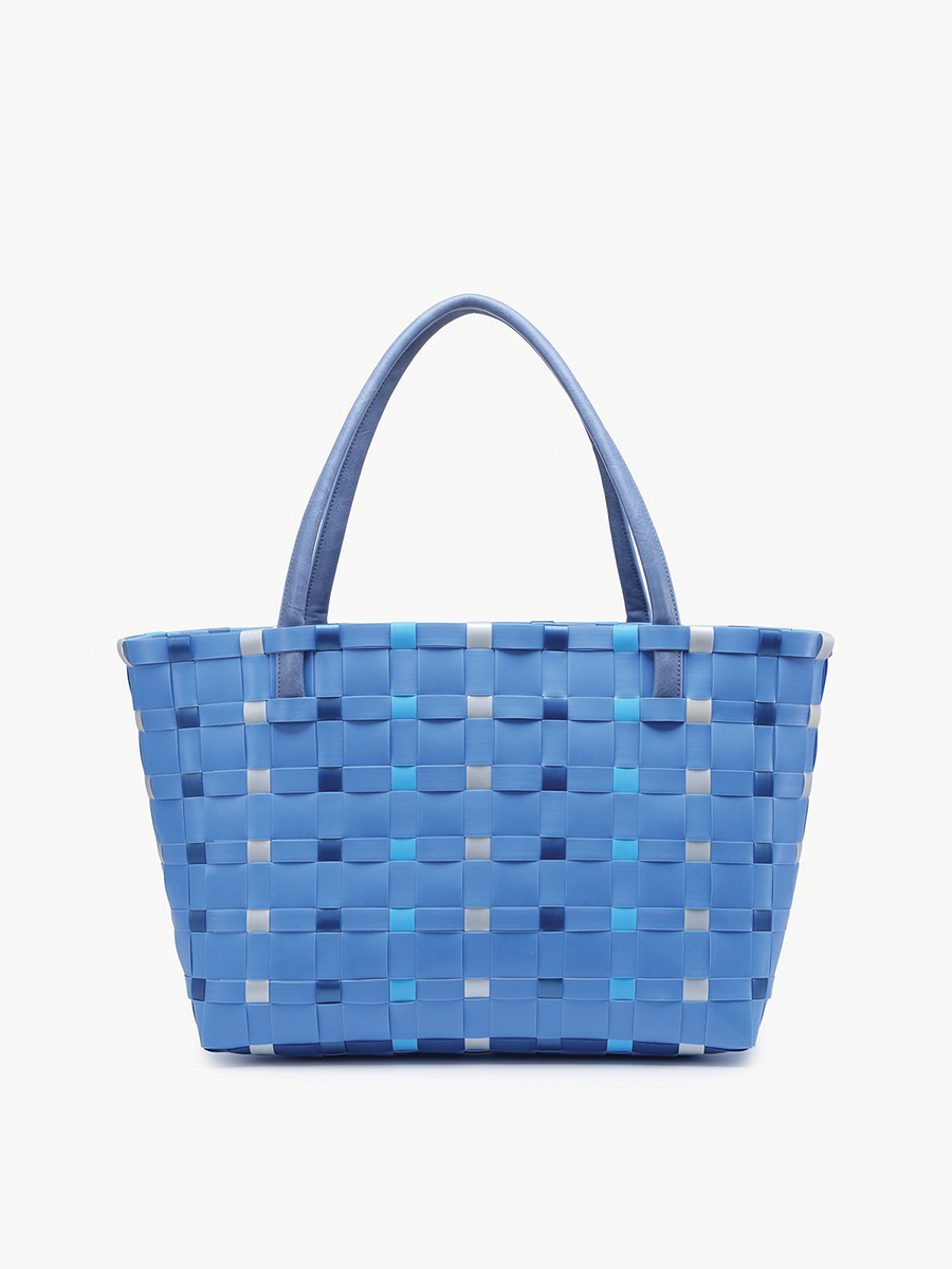 M2334 Abigail Basketweave Tote w/Vegan Leather Straps