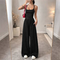 Casual wrap chest wide leg loose jumpsuit