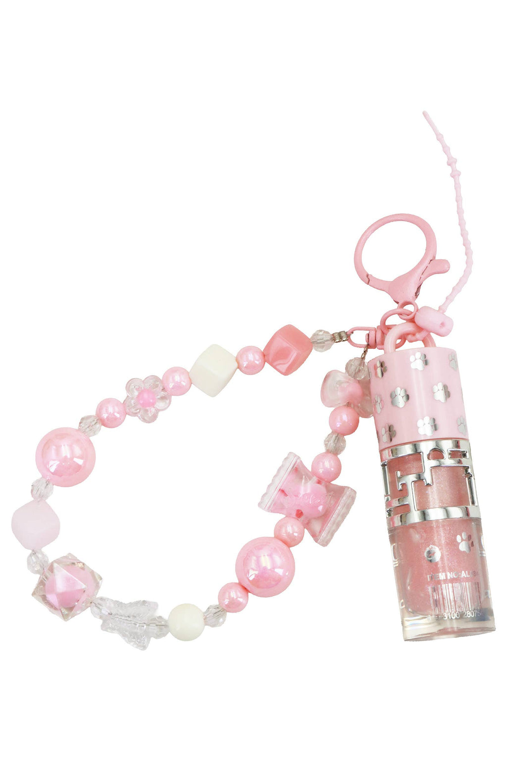 Shimmery Lip Gloss Chunky Beaded Lanyard Keychain - 12 Pcs