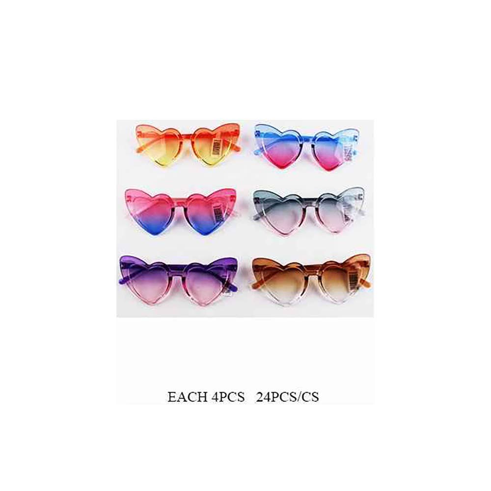 24PCS - Kids Heart Shape Gradient Round Sunglasses