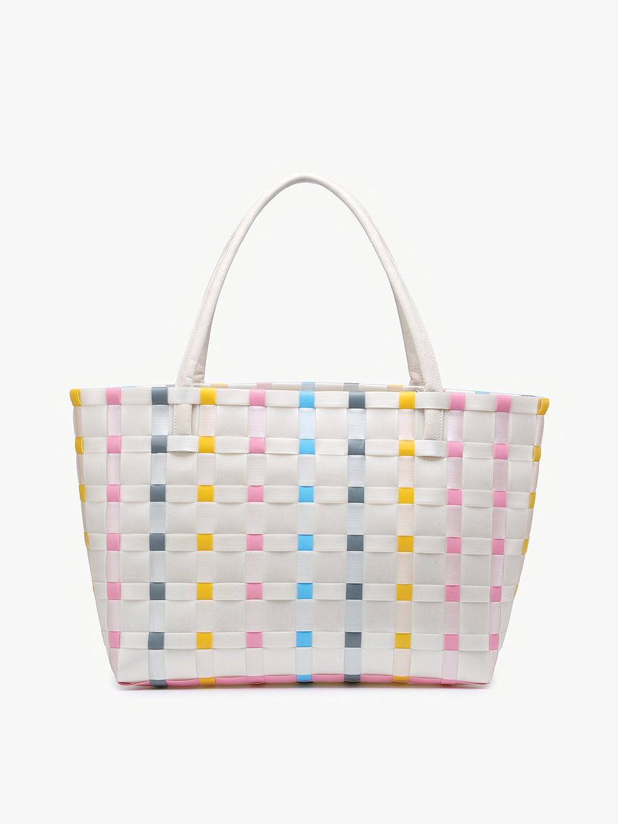 M2334 Abigail Basketweave Tote w/Vegan Leather Straps
