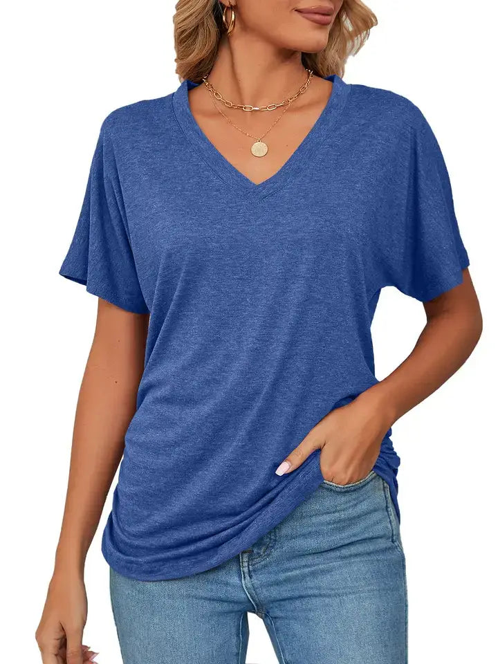 Custom V Neck T Shirt Women Soft Basic Tee Personalized Top