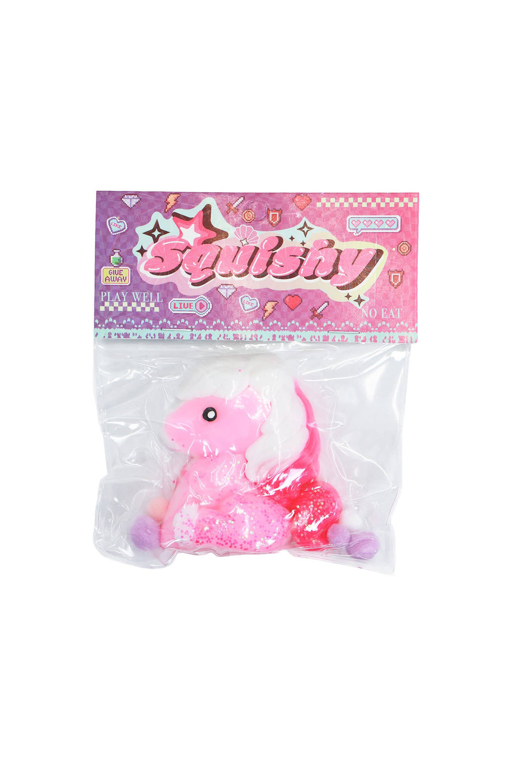 Pastel Unicorn Glittery Sticky Mochi Pom Pom Squishy Bag