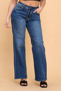 RS MID-LOW RISE STRETCHY WIDE LEG DENIM JEANS