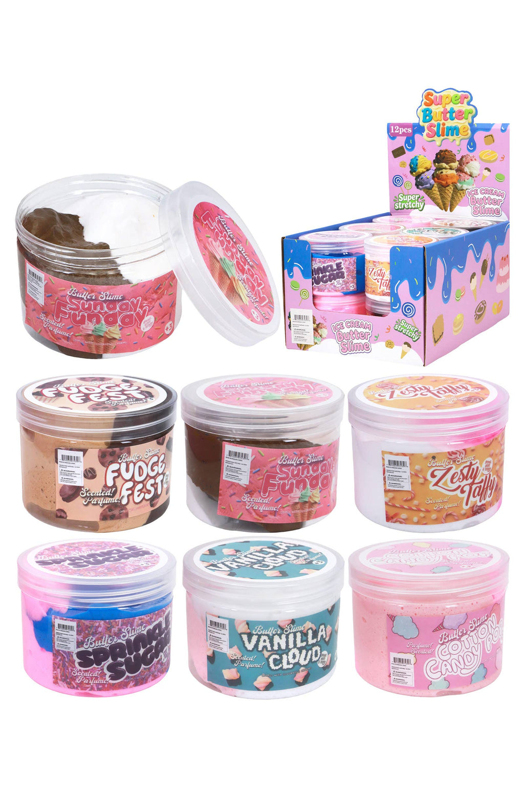 Sweet Desserts Butter Slime Jar - 12 Pcs
