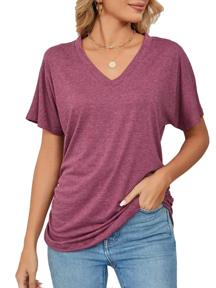 Custom V Neck T Shirt Women Soft Basic Tee Personalized Top