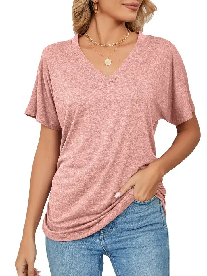 Custom V Neck T Shirt Women Soft Basic Tee Personalized Top