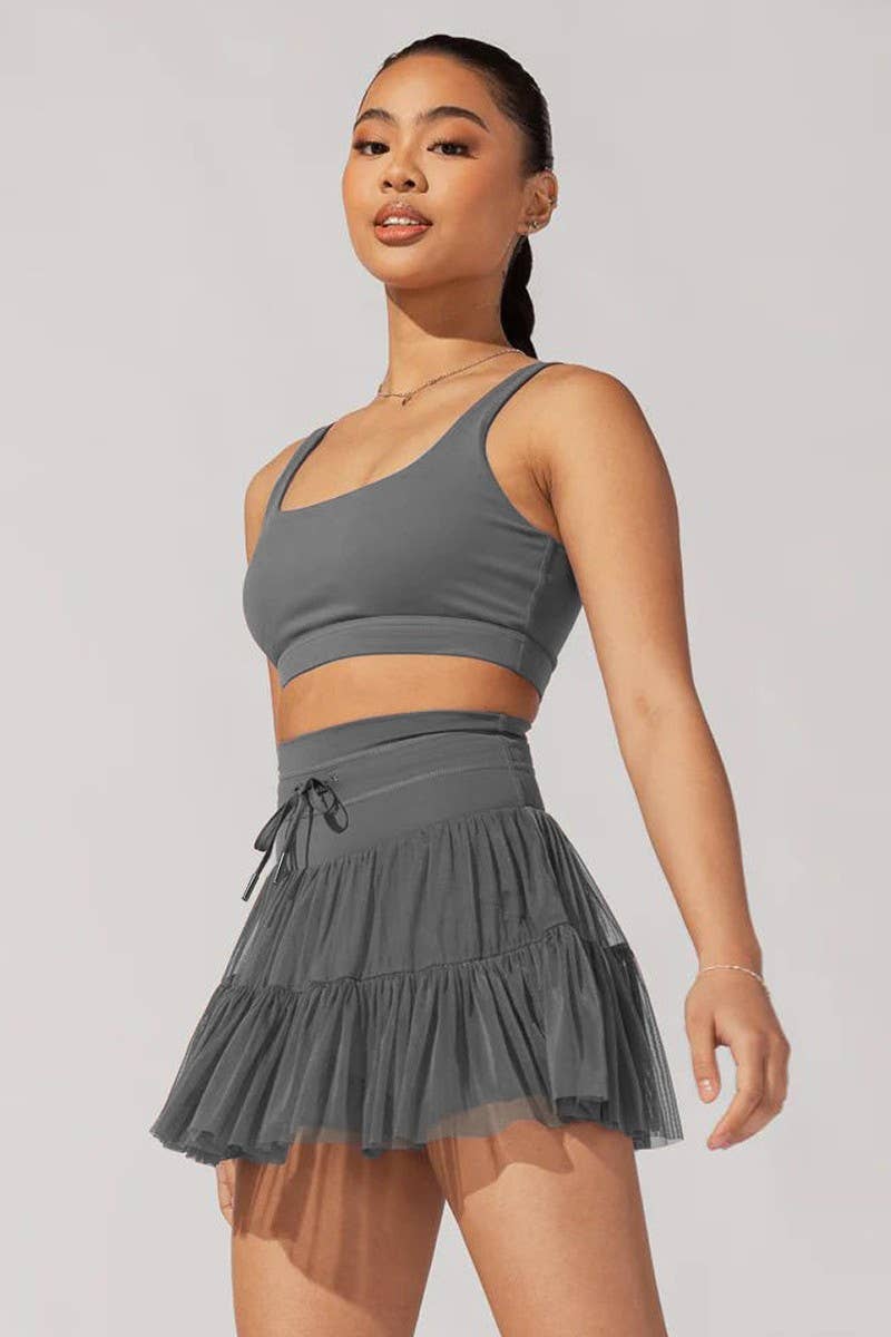 WOMEN'S HIGH WAIST LACE-UP PLEATED SKIRT
