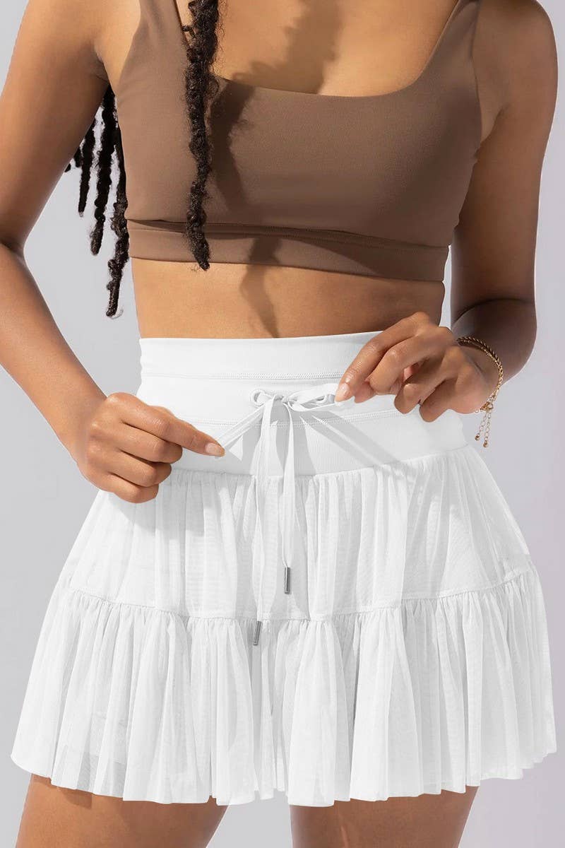 WOMEN'S HIGH WAIST LACE-UP PLEATED SKIRT