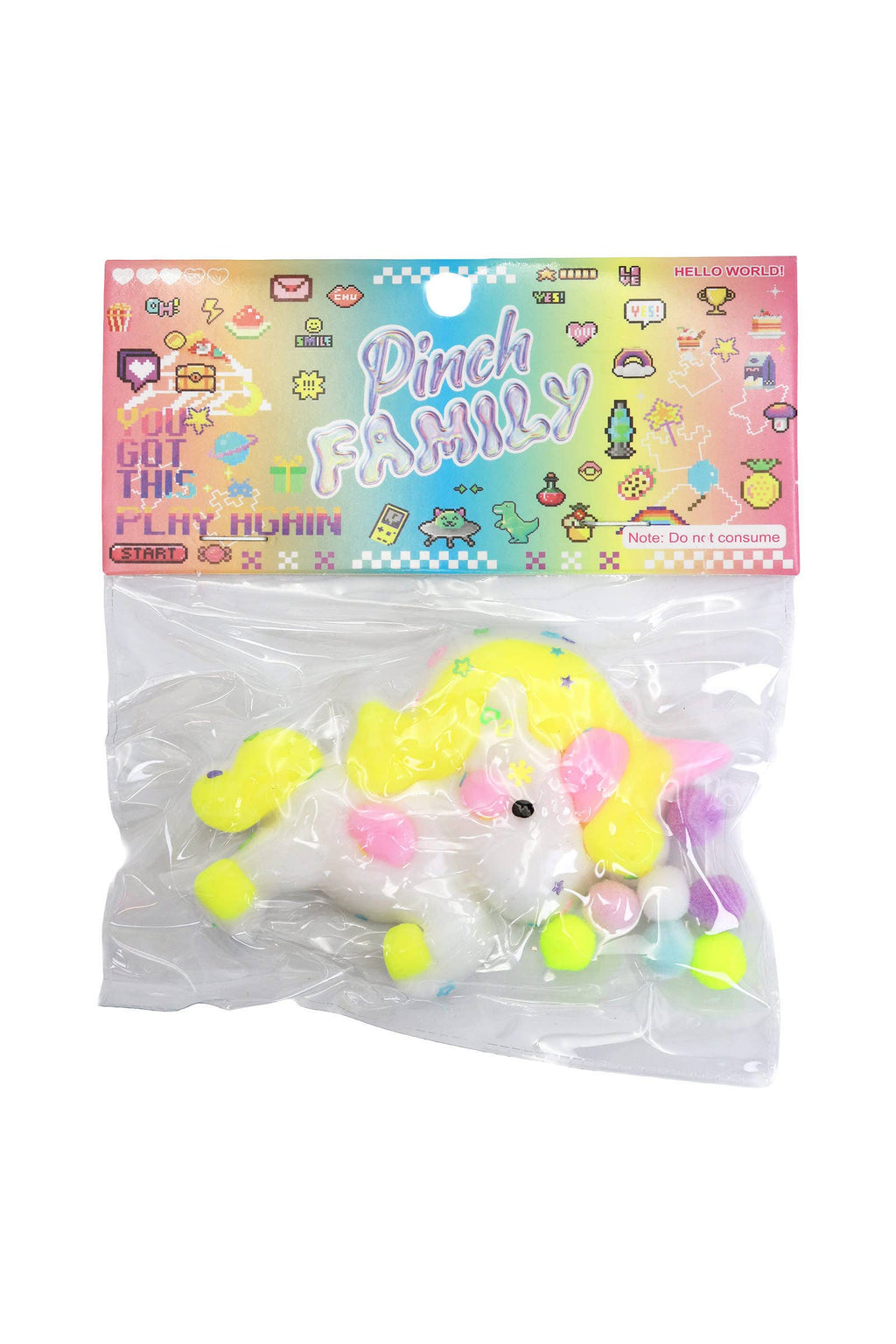 Unicorn Glittery Pom Pom Sticky Mochi Squishy Bag