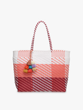 M2068 Shelby Large Handwoven Tote w/ Pom-Poms