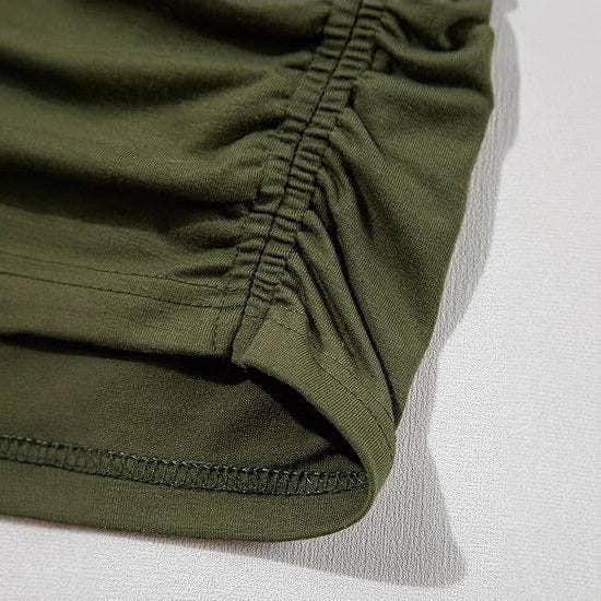 Summer Women's Side Pleated Raglan Sleeve T-Shirt