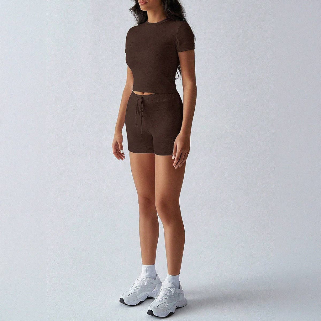 Pilates Crop Tee and Biker Shorts Athleisure Set