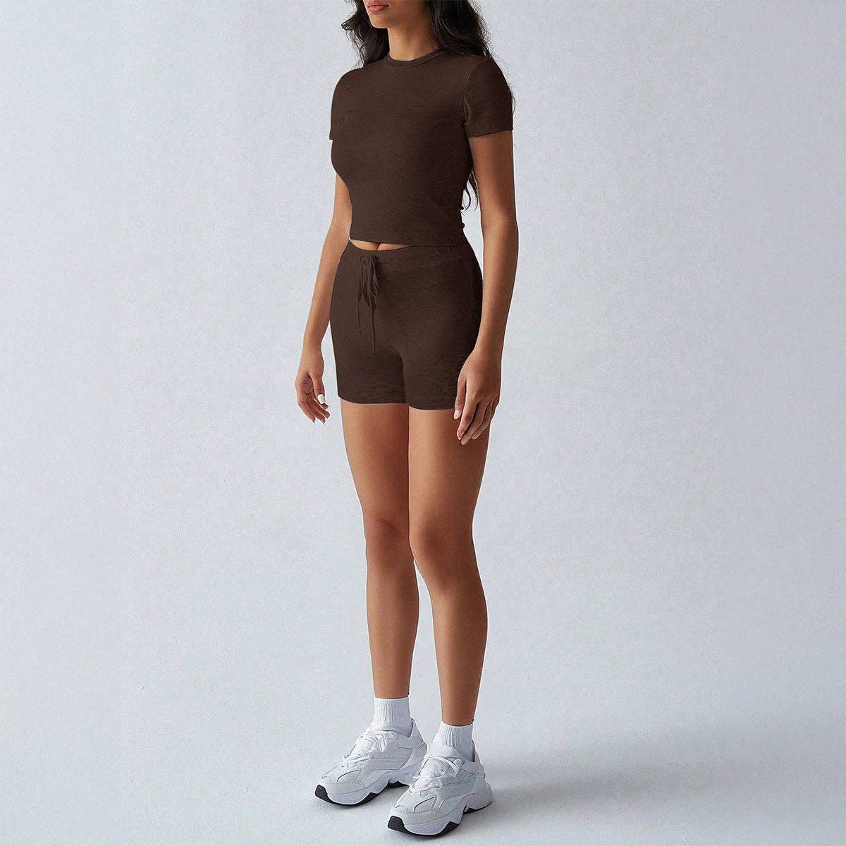 Pilates Crop Tee and Biker Shorts Athleisure Set