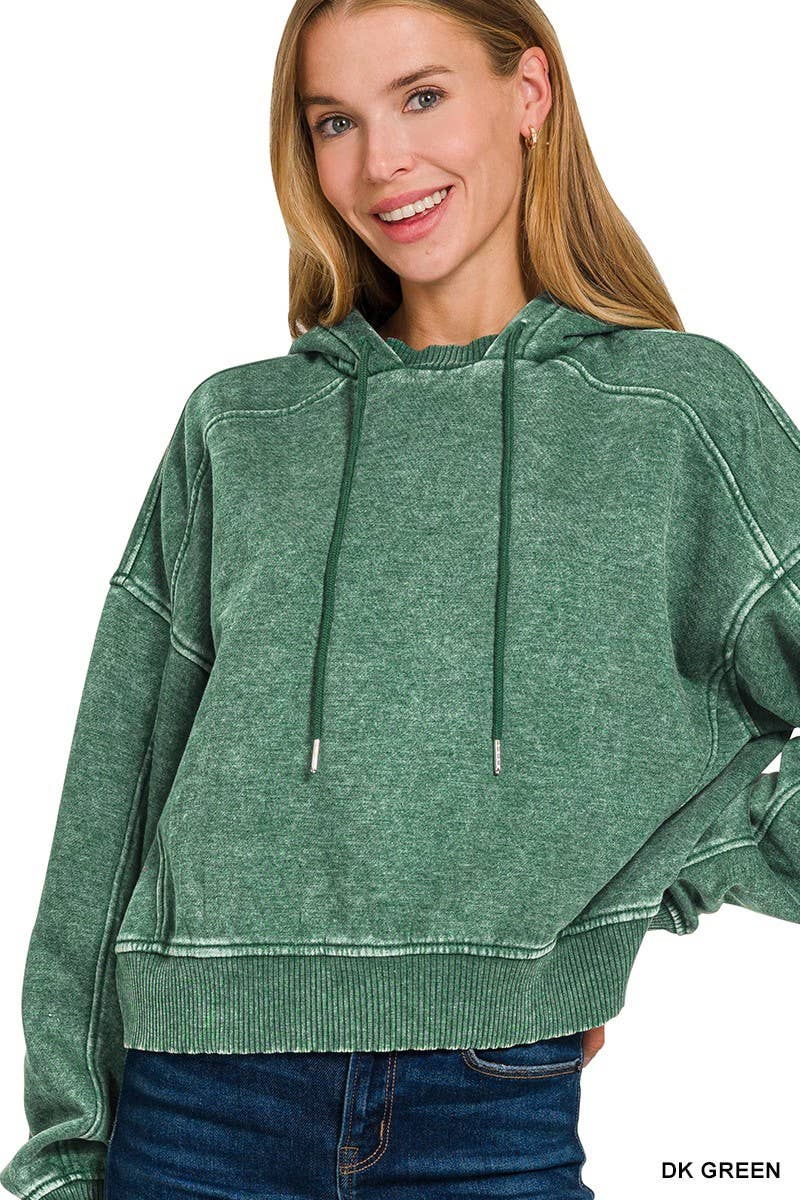 Acid Wash Fleece Hoodie
