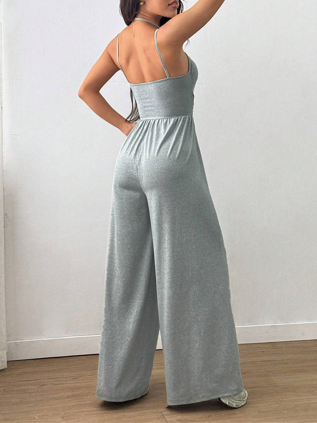 Casual wrap chest wide leg loose jumpsuit