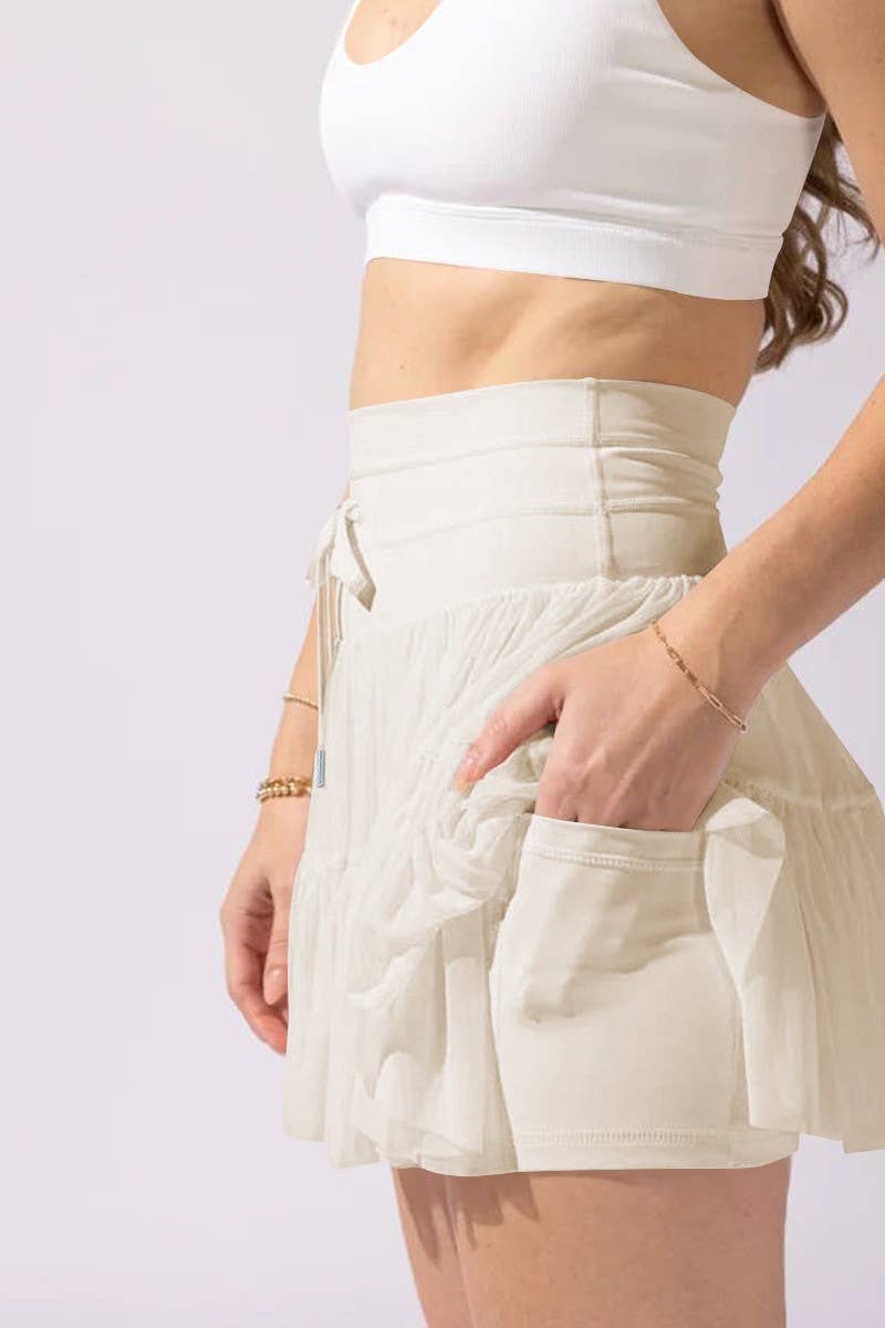 WOMEN'S HIGH WAIST LACE-UP PLEATED SKIRT