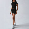 Pilates Crop Tee and Biker Shorts Athleisure Set