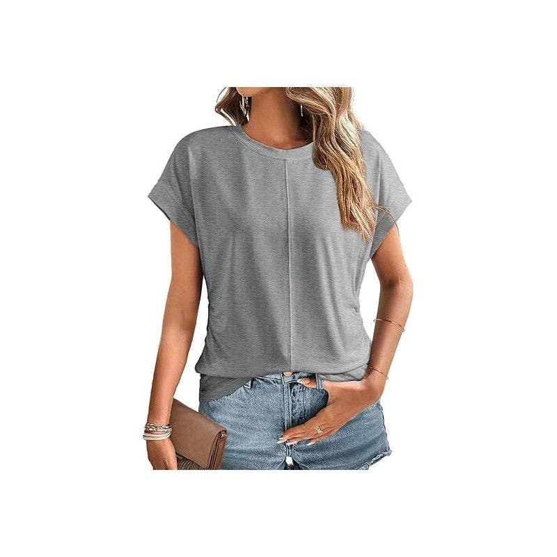 Summer Women's Side Pleated Raglan Sleeve T-Shirt