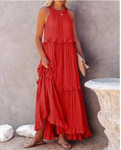 Temperament long floor skirt Cake skirt dress
