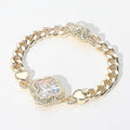 14K Gold Plated CZ Quatrefoil Stone Pointed Magnetic Bracele