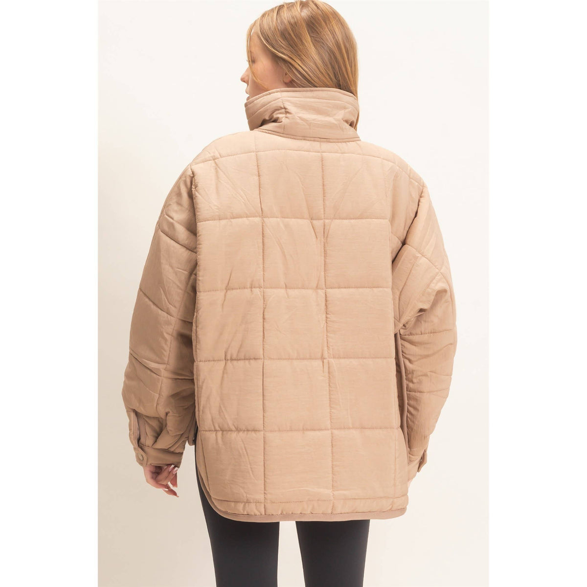 Quilted Mock Neck Zip-Up Puffer Jacket