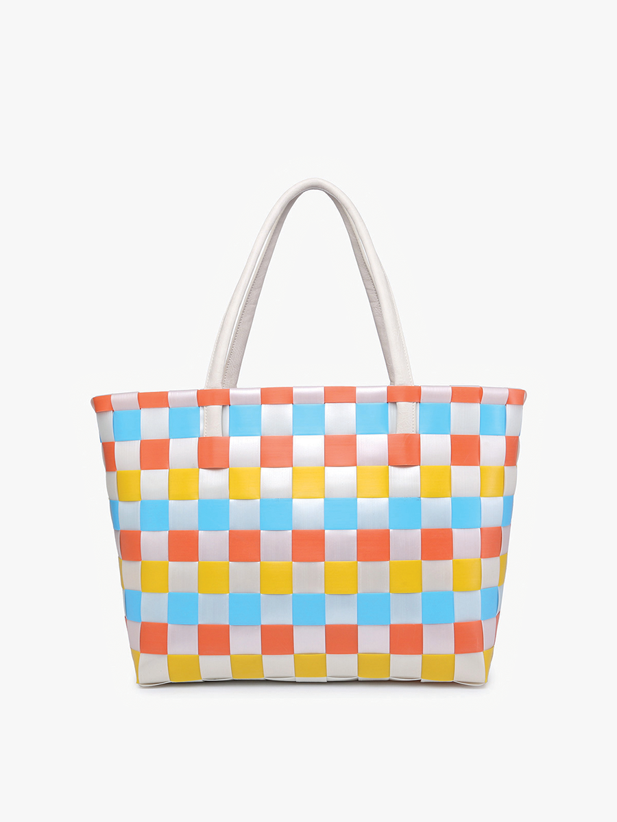 M2334 Abigail Basketweave Tote w/Vegan Leather Straps