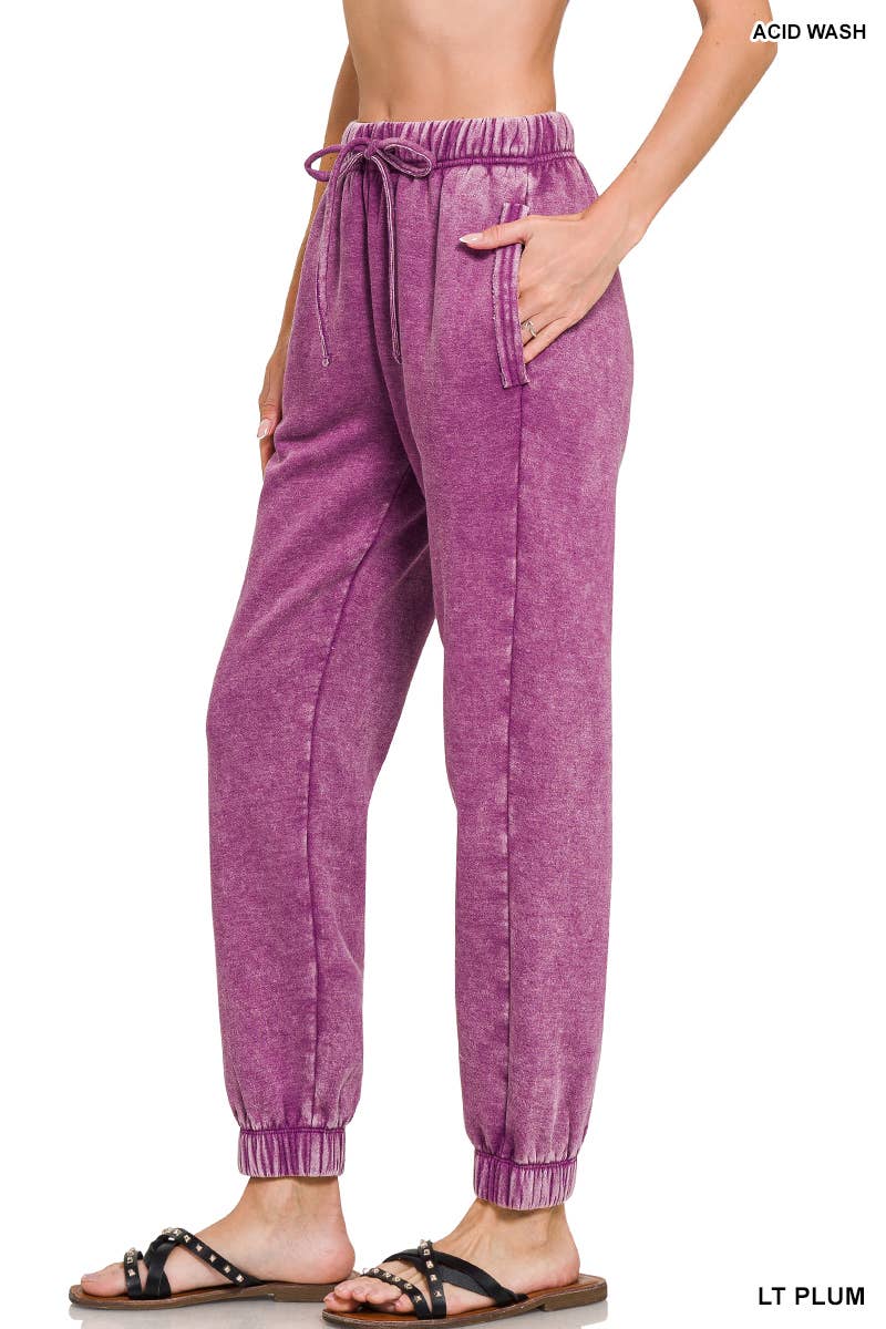 `Washed Fleece Sweatpants with pockets - Zenana