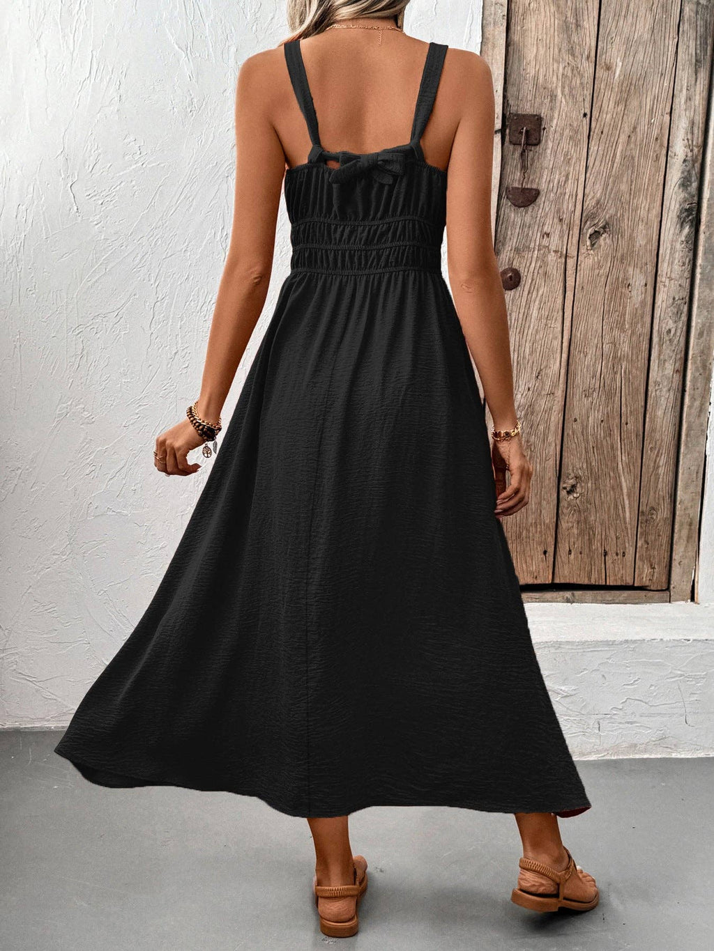 Women’s Smocked Strap Maxi Dress Sleeveless Summer